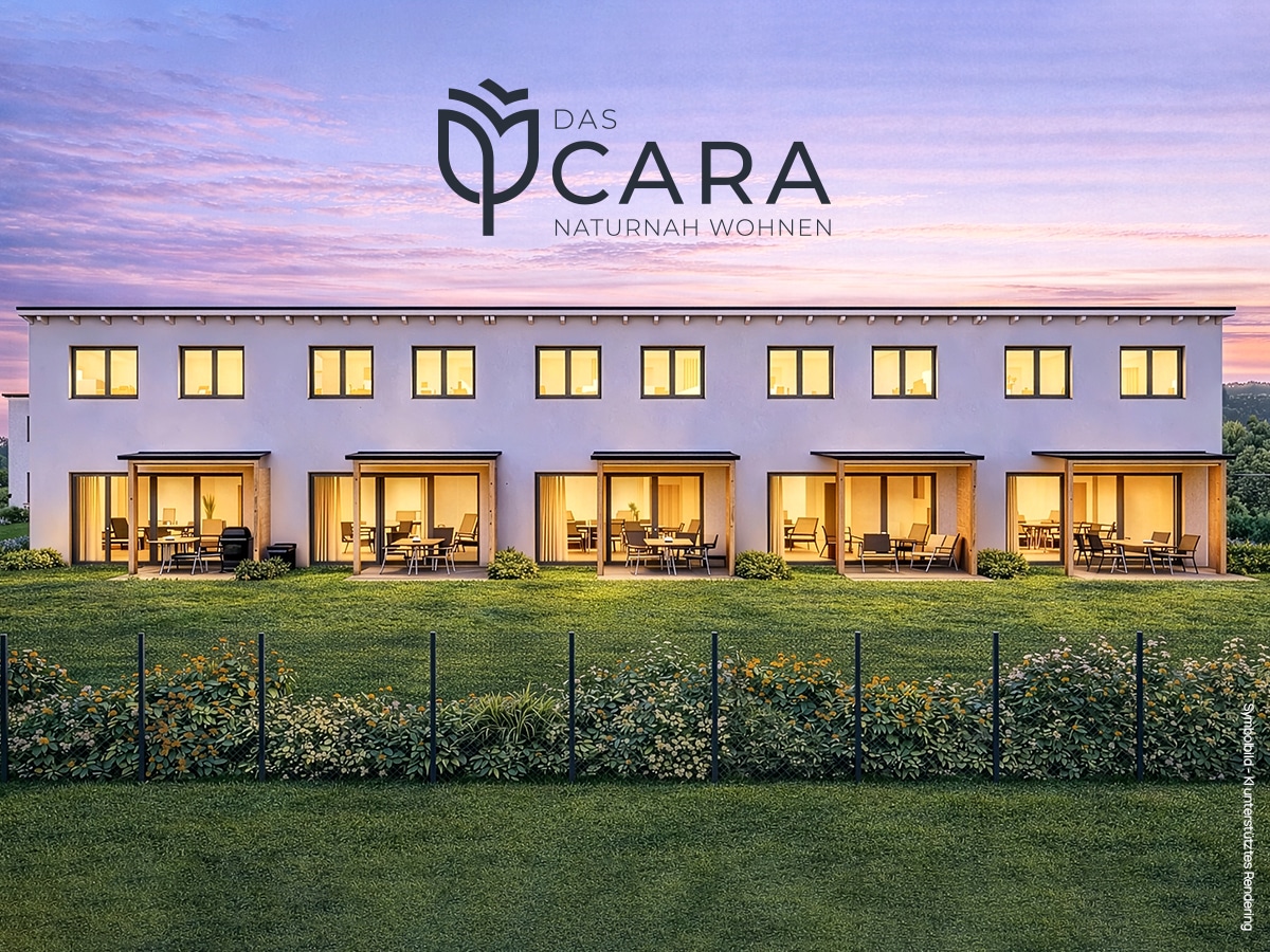 das CARA - Neubauprojekt in Rosegg - geförderte Reihenhäuser im Eigentum - Titelbild -Symbolbilder KI unterstützte Renderings